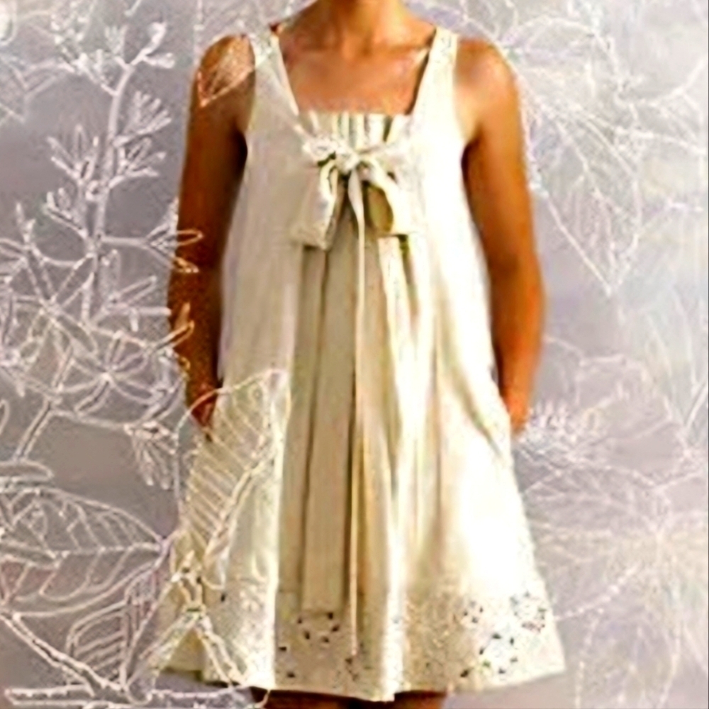 Anthropologie Ranna Gill Ice Memory Linen Blend Swing Dress S